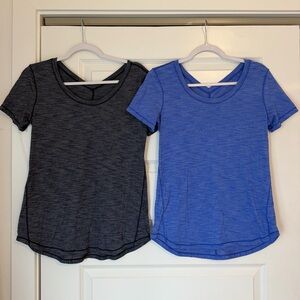 Lulu Lemon Heathered T-Shirts - Gray and Blue